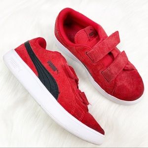 Size 3 Youth PUMA Girls/' Gray Smash Butterfly Double Hook /& Loop Sneakers